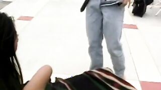 Pretty women with slant eyes sucks penis and gets her soak twat drilled near the pool
