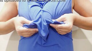 There's just something naughty about milking long jugs through a shirt