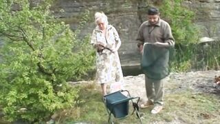 Teenie takes gramps penis by the lake