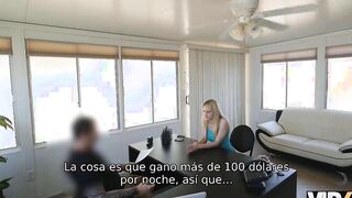 VIP4K. Blonde likes lenders idea to approve credit for vagina-nailing
