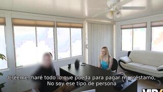 VIP4K. Blonde likes lenders idea to approve credit for vagina-nailing