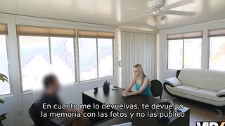 VIP4K. Blonde likes lenders idea to approve credit for vagina-nailing