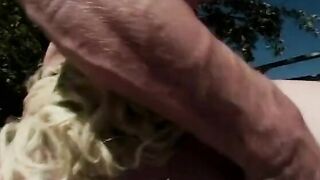 Exotic bitch plows a dude outdoor