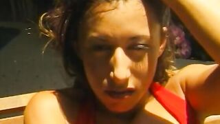 Freaky cuttie loves it when her juicy vagina is screwed by a long cock outside