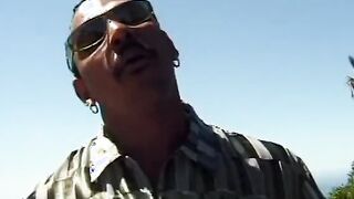 Babe blonde takes a long african cock in her mouth as she blows it then fucks
