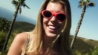 Babe blonde takes a long african cock in her mouth as she blows it then fucks