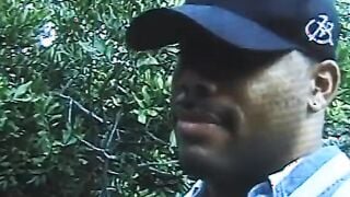 Buff african dude slams his throbbing dick deep into blondes vagina