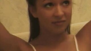 Cutie little whore spreads her legs and gets her soak twat tasted and banged