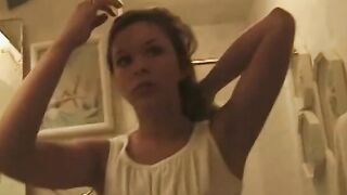 Cutie little whore spreads her legs and gets her soak twat tasted and banged