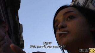 HUNT4K. Tender 18 yo tastes hunters penis because he is ready to pay