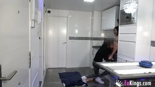 Thin Hispanic Ruth films herself banging the glass bro