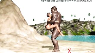 Bombshell black gets banged! by a african bro on the savage island