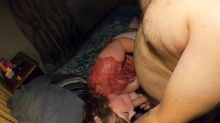 Beauty MILF gets her snatch eaten out, her throat spread, Bent over, ending with a hugest facial