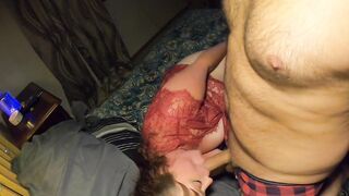 Beauty MILF gets her snatch eaten out, her throat spread, Bent over, ending with a hugest facial