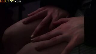 CFNM babes giving tugjob to submissive guy