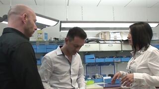 The prosthetic bj punishes his 2 employees by them to boned him.