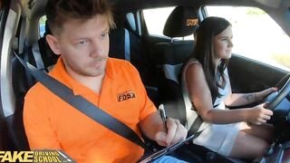 Fake Driving School Adorable College Girl Rubbish at Driving but Super at Fucking