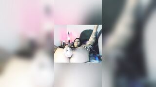 Ligiacute training her slender asshole with buttplug and a HUGE FUCKING SMOOTHIE VIBRATOR