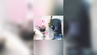 Ligiacute training her slender asshole with buttplug and a HUGE FUCKING SMOOTHIE VIBRATOR