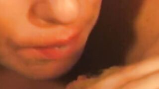 Big Boobed blonde lays on a desk and gets her cunt licked by babe blonde
