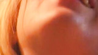 Big Boobed blonde lays on a desk and gets her cunt licked by babe blonde