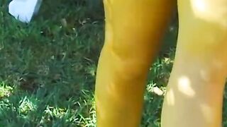 Beauty blonde lesbians eat each other's cunts and sex toy-boned outside