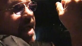 Beauty stud fucks his cunt with mouth's soak twat into parked yellow cab inside lonely place