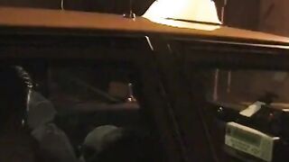 Beauty stud fucks his cunt with mouth's soak twat into parked yellow cab inside lonely place