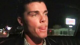 sexy blonde driver blows her passenger's rough dick inside the front seat of cab