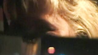 sexy blonde driver blows her passenger's rough dick inside the front seat of cab