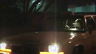 sexy blonde driver blows her passenger's rough dick inside the front seat of cab