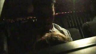 sexy blonde driver blows her passenger's rough dick inside the front seat of cab