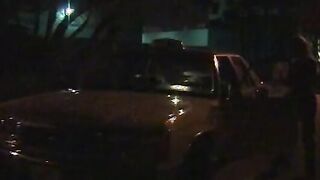 sexy blonde driver blows her passenger's rough dick inside the front seat of cab