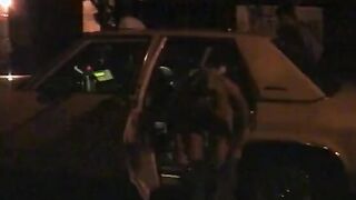 sexy blonde driver blows her passenger's rough dick inside the front seat of cab