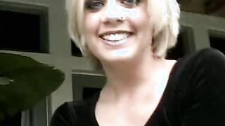 Adorable lesbo Cutie moans as her snatch gets licked on the couch