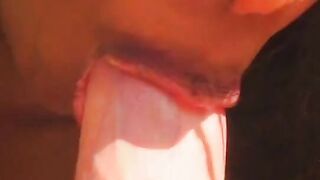 Sexual stud lays down and lets Bombshell Goddess suck his rough penis