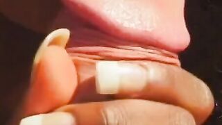 Sexual stud lays down and lets Bombshell Goddess suck his rough penis