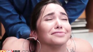 Big Boobed dark hair 19 yo experiencing wild orgasm at the office