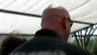 Erotic dark hair with nice boobs has cunt gang plowed on pation