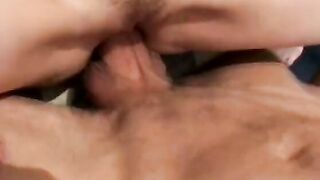 Erotic dark hair with nice boobs has cunt gang plowed on pation