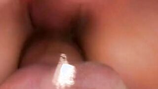 Erotic dark hair with nice boobs has cunt gang plowed on pation