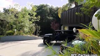 Pranking cuties sharing dick inside foursome