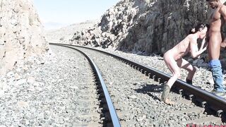 black railed in the desert