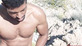 black railed in the desert