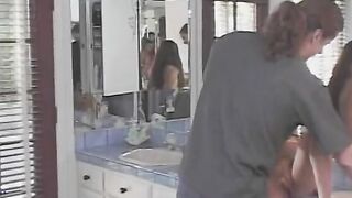 Young mom takes a long vibrator and gets her tight box licked and banged