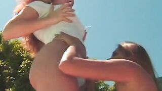Hottie Goddess with nice round butt gets her twat licked from the back