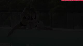 AGIRLKNOWS - (Alessandra Jane, Adel Morel, Josephine Jackson) - Hottest Public Lesbo Pool Side Three-Way With Super Sexy Models