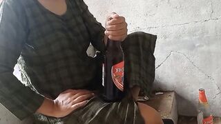 punjab local rendi outside drinking beer pee beer bottle