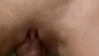 Vulgar dark haired plays with a sex toy before ride bro's tool