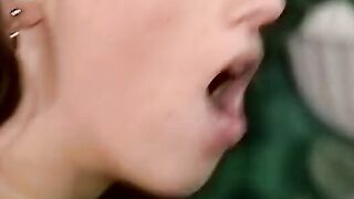 Vulgar dark haired plays with a sex toy before ride bro's tool